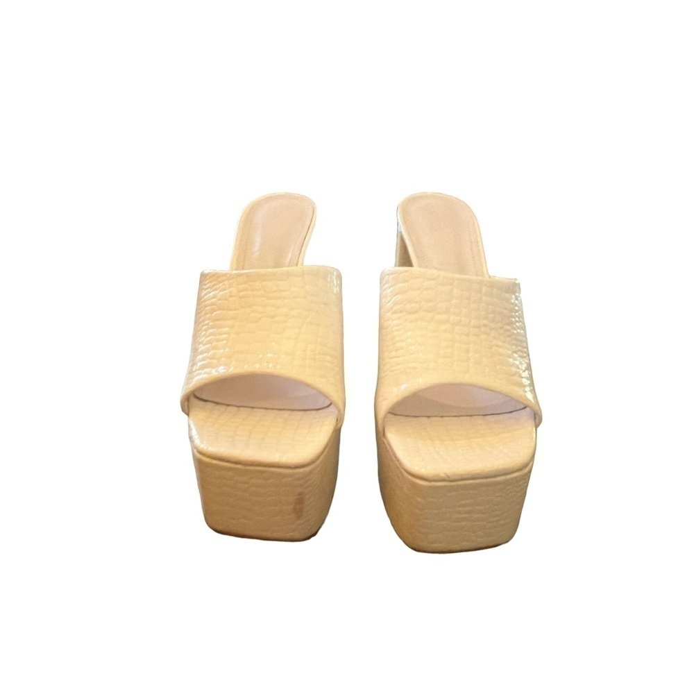 ▶️ SCHUTZ ◀️ Darah White Croc Platform Slides Sandals - Picture 5 of 16